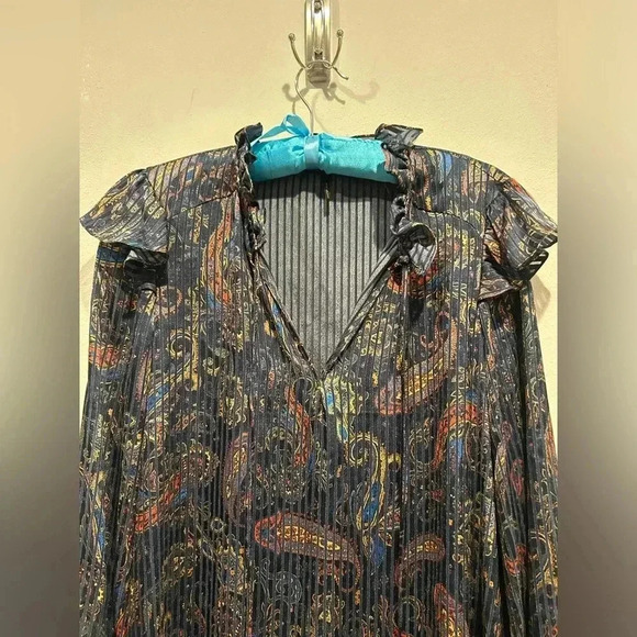 MAJE Riley Ruffled Paisley-Print Mini Dress / Size 2 / - Picture 5 of 13